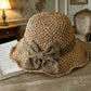 👒Pălărie elegantă de soare din paie împletită, cu fundă 🌞