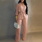 💄✨Set pentru femei compus din cămașă cu șnur și pantaloni cu croi larg🥰-9
