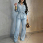 💄✨Set pentru femei compus din cămașă cu șnur și pantaloni cu croi larg🥰-10