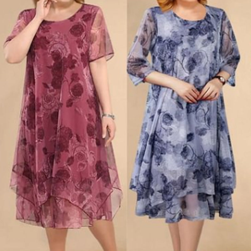 🌺😻Elegant mare dimensiune vrac sifon imprimate rochii👗-2