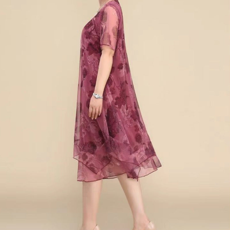 🌺😻Elegant mare dimensiune vrac sifon imprimate rochii👗-4