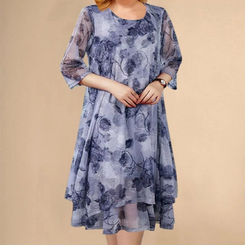 🌺😻Elegant mare dimensiune vrac sifon imprimate rochii👗-8