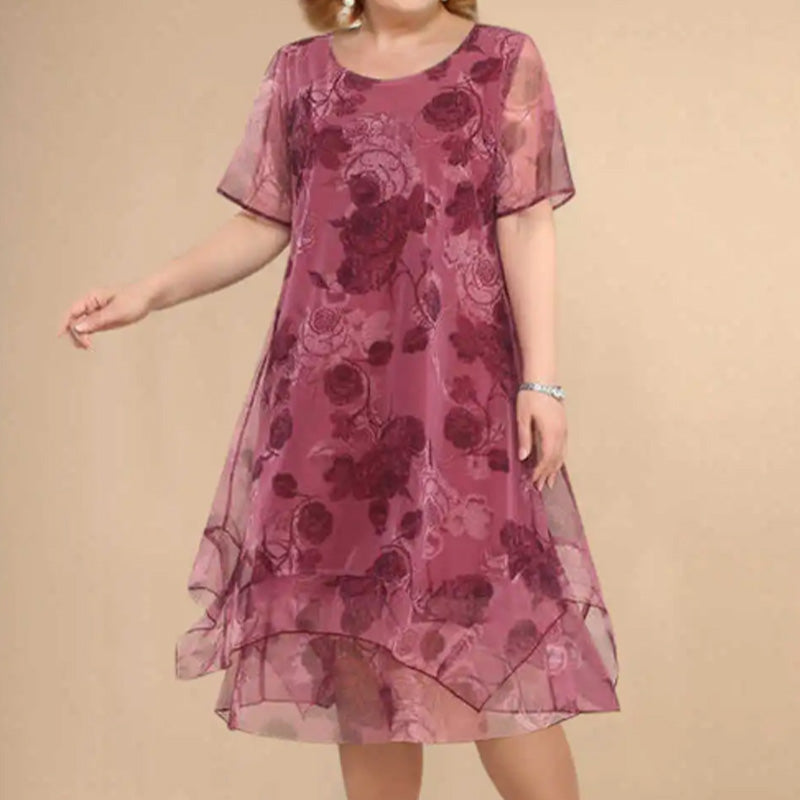 🌺😻Elegant mare dimensiune vrac sifon imprimate rochii👗-7