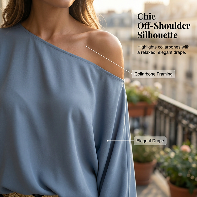 🌿☀️Set elegant format din un top cu un singur umăr și pantaloni largi cu imprimeu abstract🌟-1