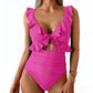 👙Partenerul ideal pentru vară și plajă😻 Costum de baie întreg pentru femei, cu volane și decolteu în V 🏖️-9