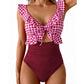 👙Partenerul ideal pentru vară și plajă😻 Costum de baie întreg pentru femei, cu volane și decolteu în V 🏖️-13