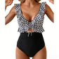 👙Partenerul ideal pentru vară și plajă😻 Costum de baie întreg pentru femei, cu volane și decolteu în V 🏖️-14