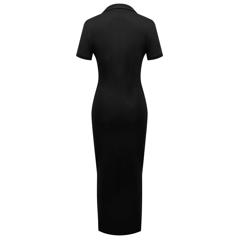 💥Ofertă specială: 50% reducere💥Rochie midi mulată pentru femei, cu guler și decolteu în V-6