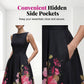 🌸Rochie midi elegantă, fără mâneci, cu croi în A și imprimeu floral👗❤️-7