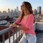🌬️🌿Women's V-Neck Cuffed Sleeve Ribbed T-Shirt👕-6