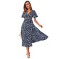😻👗Rochie elegantă cu imprimeu floral și decolteu în V🌬️-1