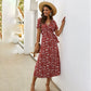 😻👗Rochie elegantă cu imprimeu floral și decolteu în V🌬️-8