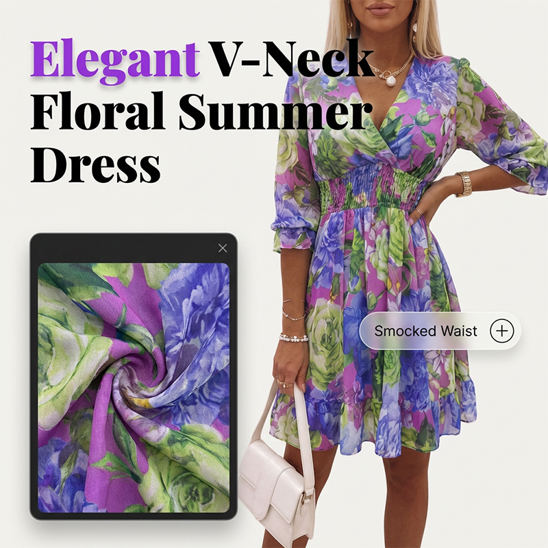 💜 Prezentare în avanpremieră a noilor produse 👗 Rochie pentru femei, cu imprimeu, decolteu în V, volane la tiv și croială în A 🔮