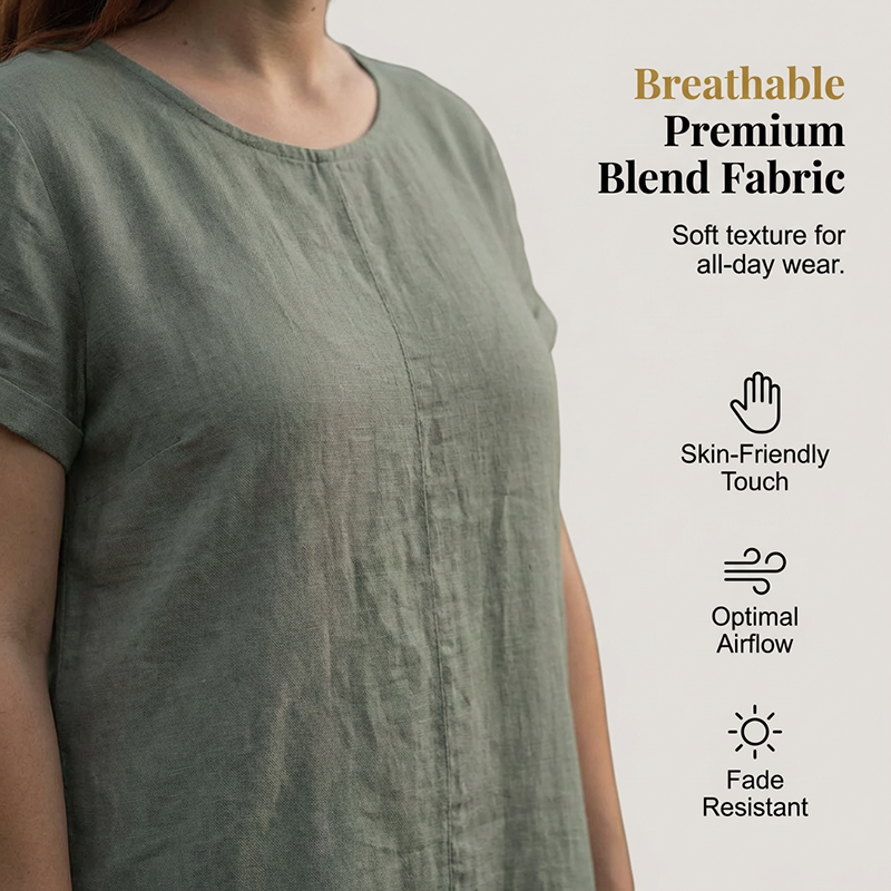 👗❤️Rochie casual din bumbac și in pentru femei, cu buzunare🔥-2