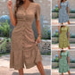 🌞💃Rochie midi pentru femei, cu decolteu în V, mâneci scurte și nasturi