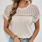 🌬️👕Bluză cu mâneci scurte din tricot cu ochiuri🌿-8