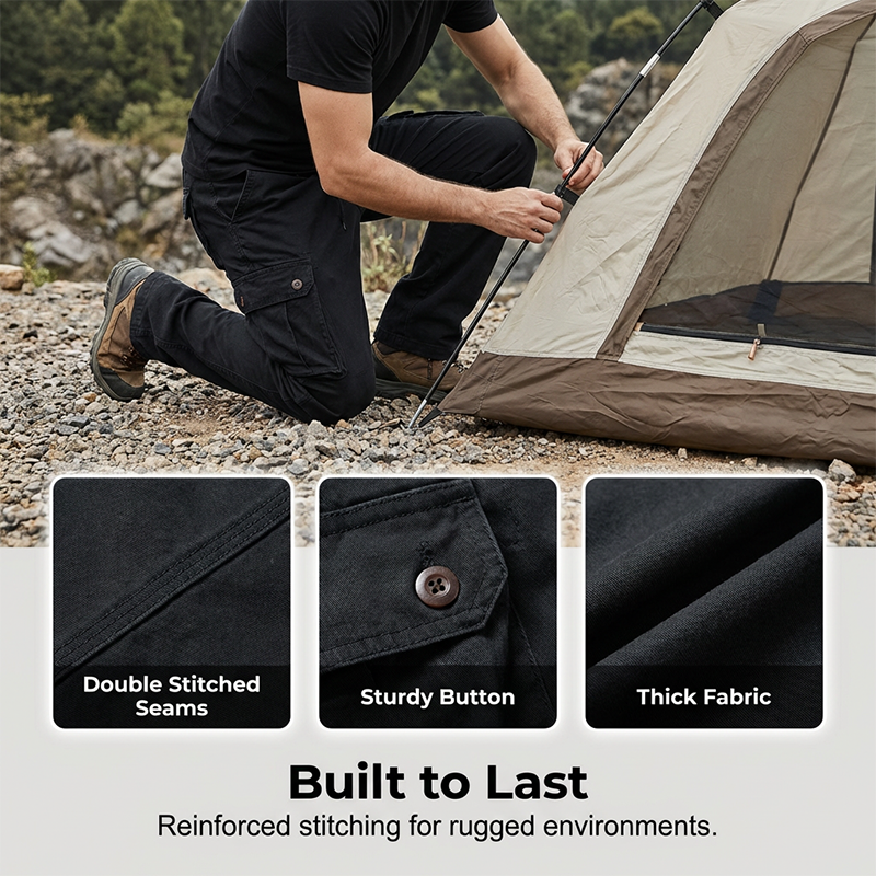 👖 50% REDUCERE ACUM!  Pantaloni tactici cargo din bumbac pentru bărbați – cu multiple buzunare, structură întărită și talie reglabilă 🛠️-2