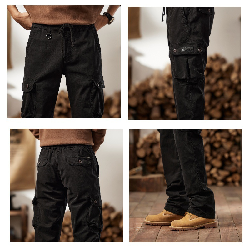 👖 50% REDUCERE ACUM!  Pantaloni tactici cargo din bumbac pentru bărbați – cu multiple buzunare, structură întărită și talie reglabilă 🛠️-3