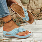 🏖️🌹Sandale cu talpă înaltă și baretă, cu imprimeu floral, pentru femei😊-7