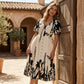 🌹🦋 Size (S-5XL)| Croială A (Ascunde Talia) | Rochie Midi Elegantă cu Decolteu în V și Imprimă Botanic Plus|✨-11