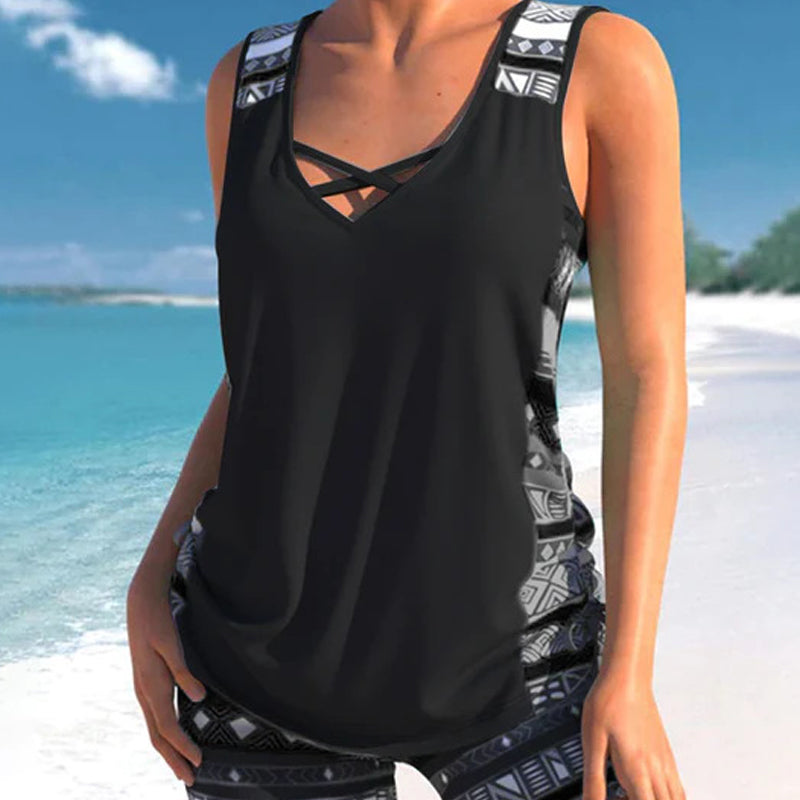 ☀️🏖️Costum de baie tankini din două piese, cu imprimeu, pentru femei😻-4