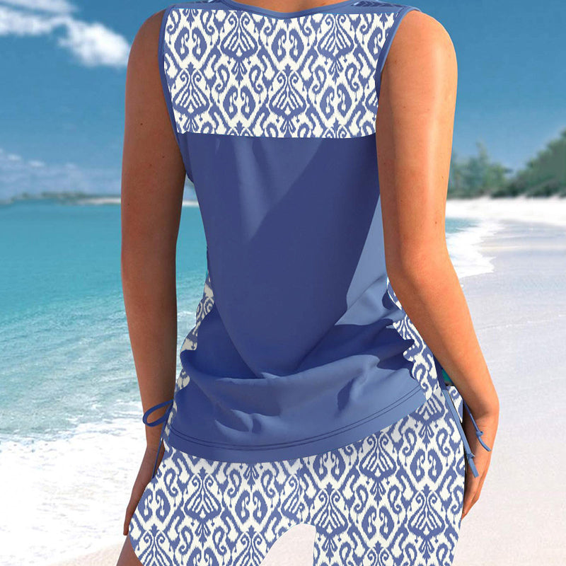 ☀️🏖️Costum de baie tankini din două piese, cu imprimeu, pentru femei😻-8