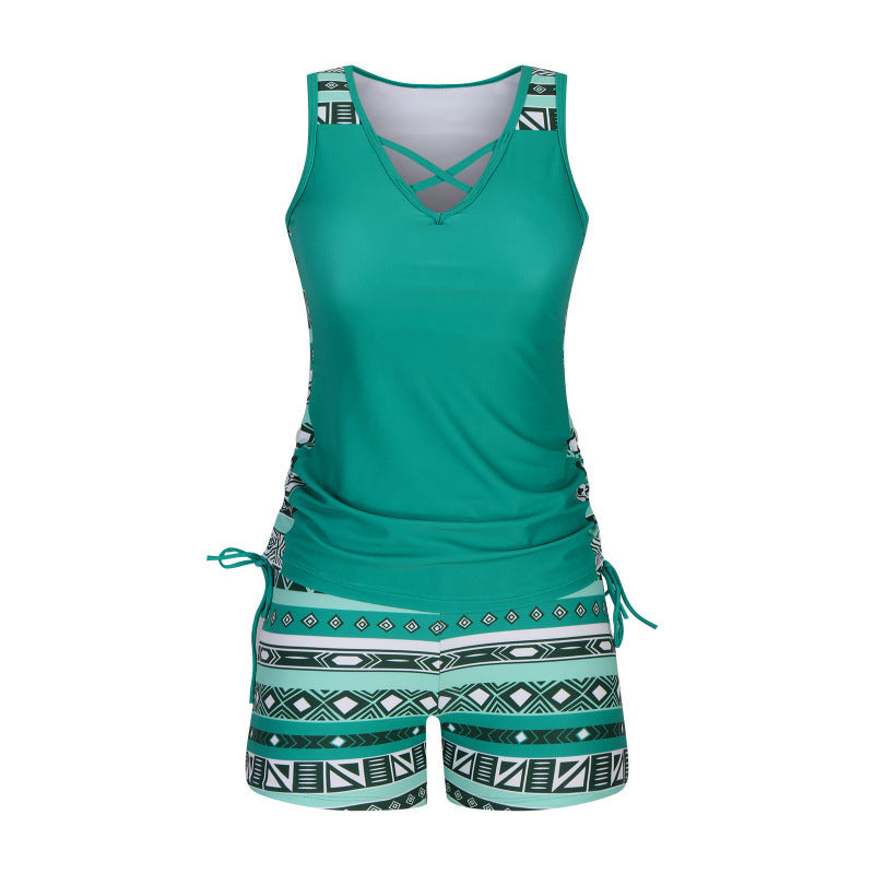 ☀️🏖️Costum de baie tankini din două piese, cu imprimeu, pentru femei😻-13