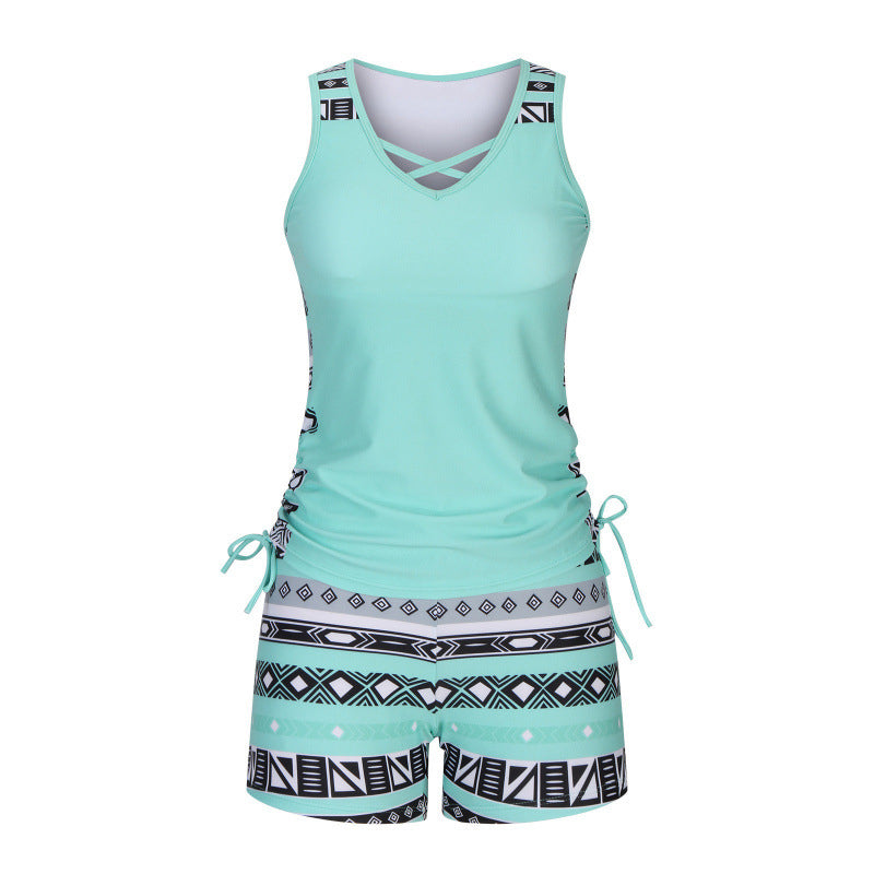 ☀️🏖️Costum de baie tankini din două piese, cu imprimeu, pentru femei😻-11