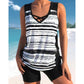 Costum de baie din două piese, tip tankini, pentru femei, cu imprimeu