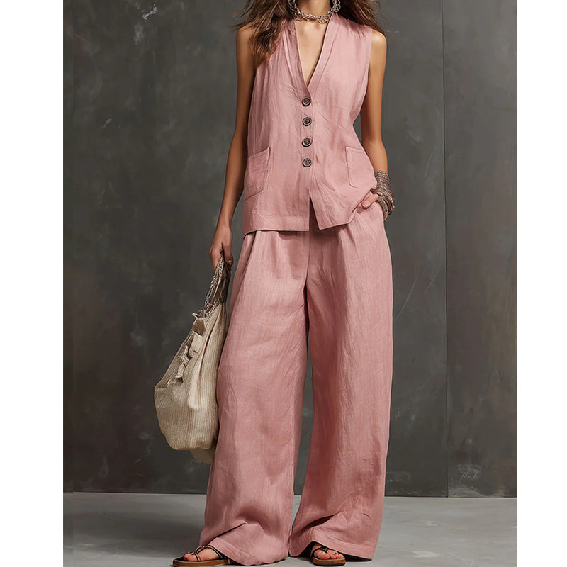 Set din două piese pentru femei: vestă fără mâneci și pantaloni-7
