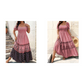 0XL-4XL😍Rochie lungă cu guler pătrat, mâneci bufante și volane💃-9