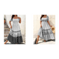 0XL-4XL😍Rochie lungă cu guler pătrat, mâneci bufante și volane💃-10