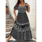 0XL-4XL😍Rochie lungă cu guler pătrat, mâneci bufante și volane💃-12