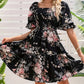 Rochie elegantă pentru femei, cu decolteu pătrat, imprimeu floral și detalii smockate-13