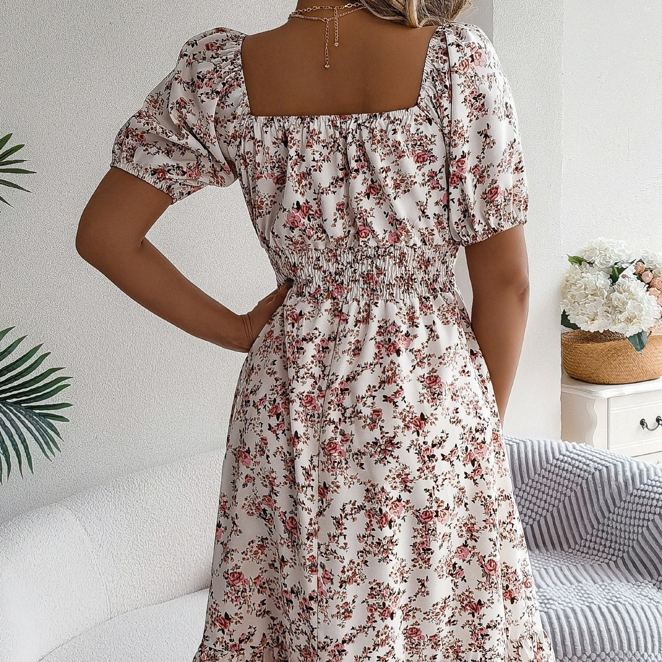 🌼👗Rochii florale imprimate cu volane pentru femei-4