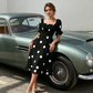 👗🎬Rochie pentru femei cu imprimeu în buline, cu guler pătrat și detalii smockate😍-4