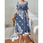 👗🎬Rochie pentru femei cu imprimeu în buline, cu guler pătrat și detalii smockate😍-8