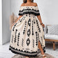 🌼🦋Rochie lungă la modă pentru femei, cu imprimeu și umeri descoperiți, cu fante laterale-1