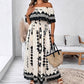🌼🦋Rochie lungă la modă pentru femei, cu imprimeu și umeri descoperiți, cu fante laterale-3