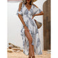 👗 50% REDUCERE ACUM! 🌞Rochie maxi cu decupaje pe umeri și imprimeu tropical-8