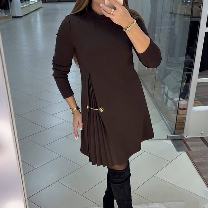 📢📢REDUCERE DE 50%!! 💝Rochie elegantă cu mâneci lungi și pliuri