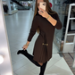 📢📢REDUCERE DE 50%!! 💝Rochie elegantă cu mâneci lungi și pliuri-2