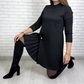 📢📢REDUCERE DE 50%!! 💝Rochie elegantă cu mâneci lungi și pliuri-5