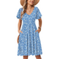 🎁Noutăți cu 50% reducere💥Rochie midi pentru femei cu decolteu în V și imprimeu floral-1