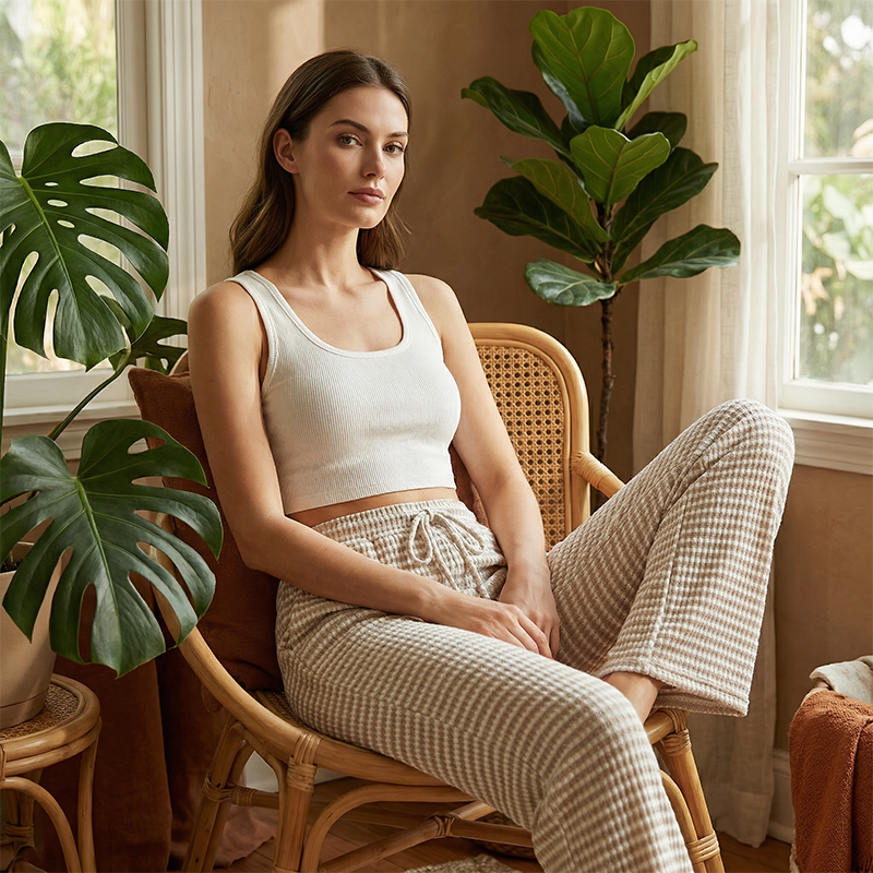 🌸 OFERTĂ LIMITATĂ 50% REDUCERE! ✨Pantaloni largi pentru femei cu dungi și cordon de strângere-6