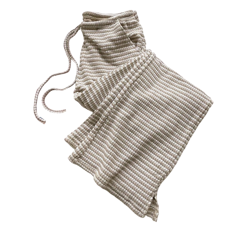 🌸 OFERTĂ LIMITATĂ 50% REDUCERE! ✨Pantaloni largi pentru femei cu dungi și cordon de strângere-9