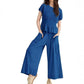 😍【S-XL】🌿Set pentru femei compus din bluză plisată și pantaloni cu croi larg-12