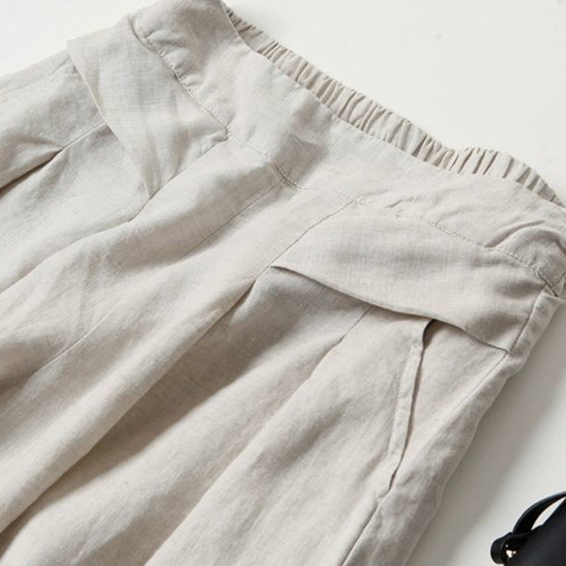 🌬️🍃Pantaloni largi din bumbac și in pentru femei🌿-2