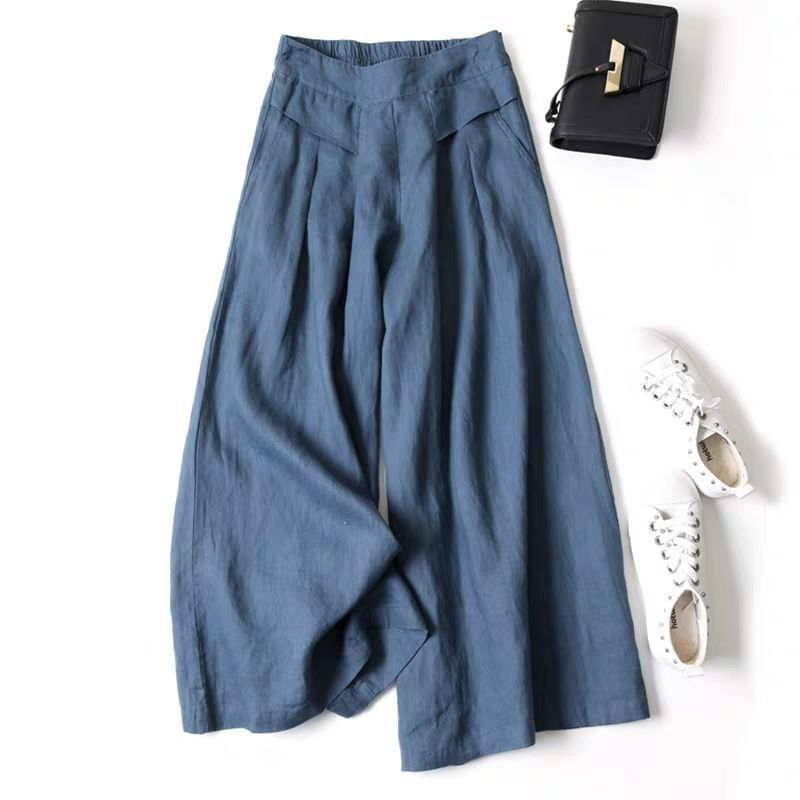 🌬️🍃Pantaloni largi din bumbac și in pentru femei🌿-5