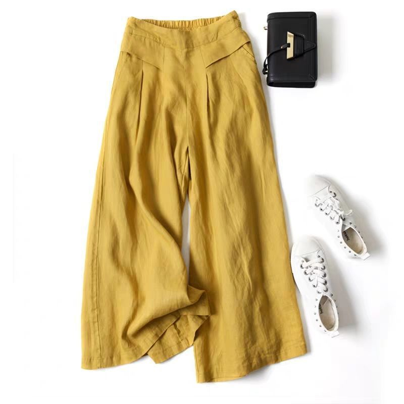 🌬️🍃Pantaloni largi din bumbac și in pentru femei🌿-6